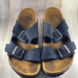 Birkenstock Arizona Blue Suede Sandals
